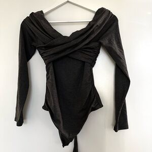 Aritzia Charcoal Long Sleeve Bodysuit